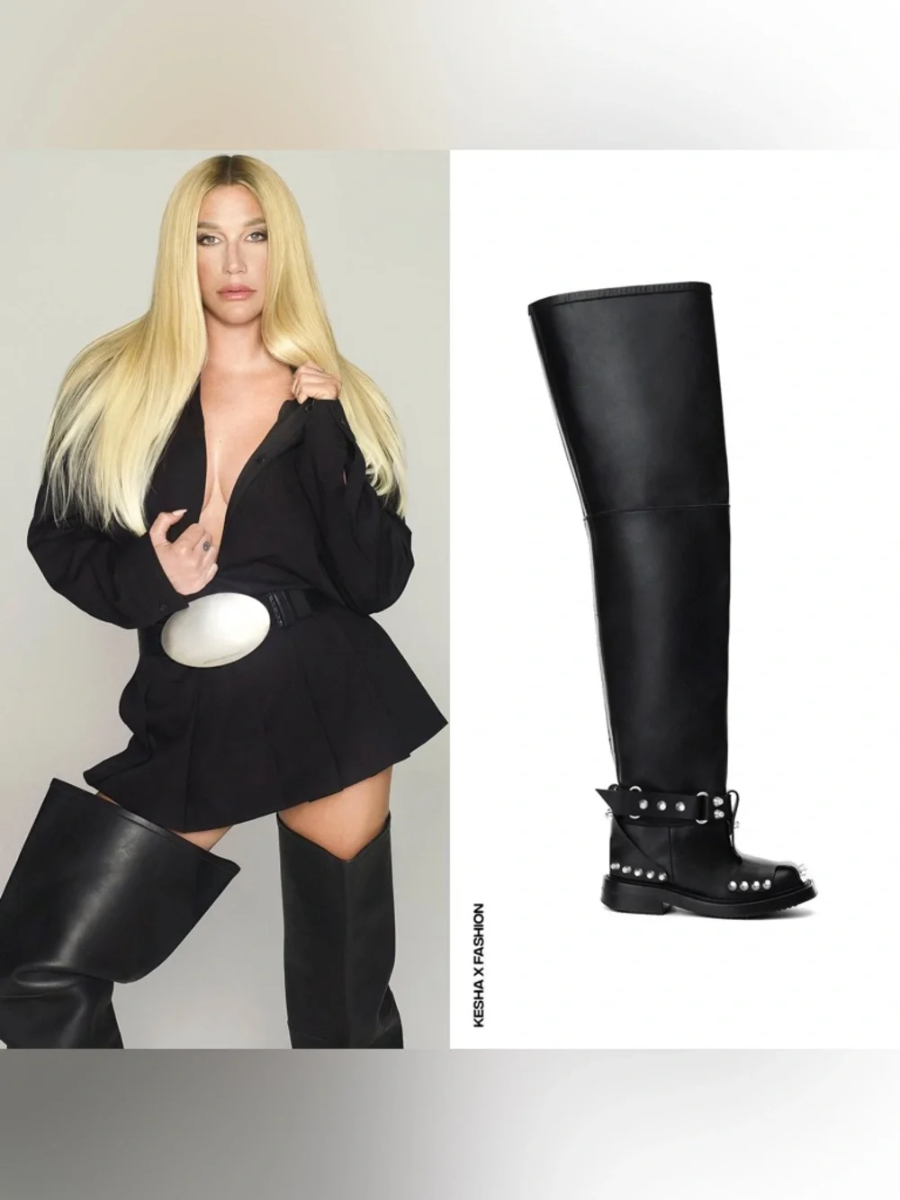 New Alexander Wang Black Dixon Buckle Thigh-high Boot In Leather 37 $2,750